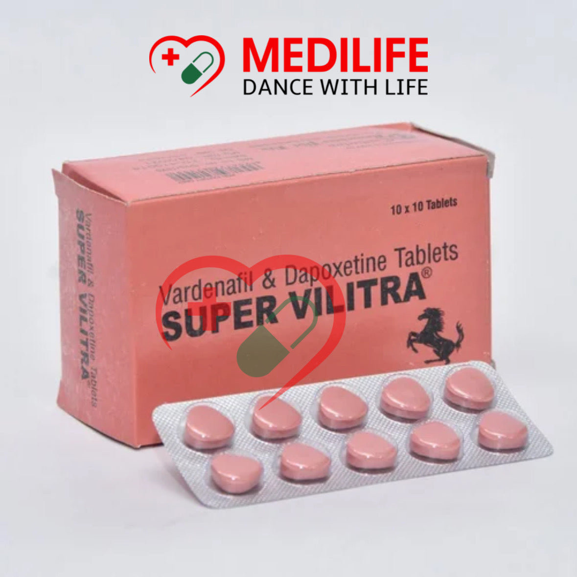 Super Vilitra – (Vardenafil 20mg + Dapoxetine 60mg) Tablets