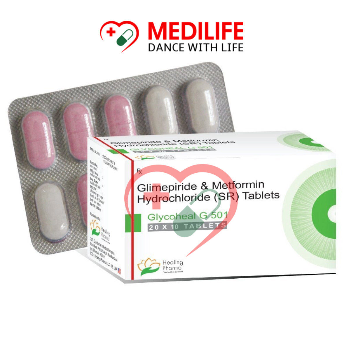 Glimepiride 1mg Metformin 500 Mg – Glycoheal G501 Tablets