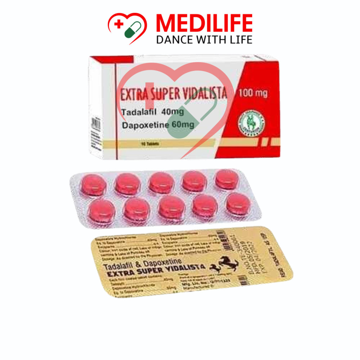 Extra Super Vidalista – (Tadalafil 40mg + Dapoxetine 60mg) Tablets